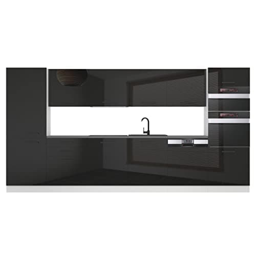 Meubles de Cuisine Complets Belini Naomi - 360 cm, Noir Étincelant