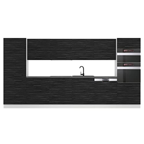 Meubles de Cuisine Complets Belini Naomi - 360 cm, Noir Étincelant