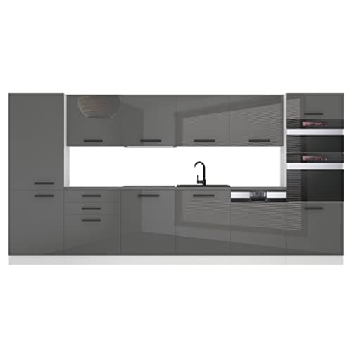 Meubles de Cuisine Complets Belini Naomi - 360 cm, Noir Étincelant