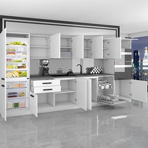 Meubles de Cuisine Complets Belini Naomi - 360 cm, Noir Étincelant