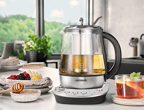 Gastroback Design Tea Aroma Plus Bouilloire à thé 1400 W 1,5 l Noir Argenté 8 Programmes de Thé