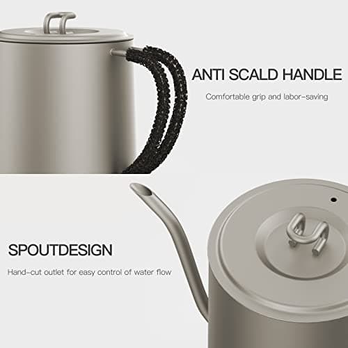 <think>
Okay, the user wants me to revise the product title for a titanium swan-neck kettle. The original title is in Fr