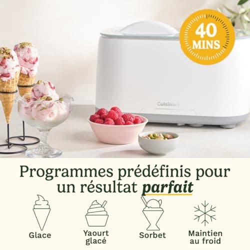 Cuisinart FreezeEase - Sorbetière à auto-refroidissement 3 préréglages | Glace, Sorbet, Yaourt glacé | Sans pré-congélat