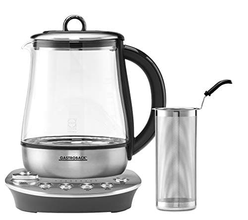 Gastroback Design Tea Aroma Plus Bouilloire à thé 1400 W 1,5 l Noir Argenté 8 Programmes de Thé