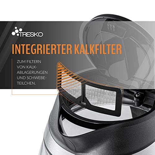 TRESKO Bouilloire électrique en cristal 1.8 L | Illumination LED | Fonction de Maintien au Chaud