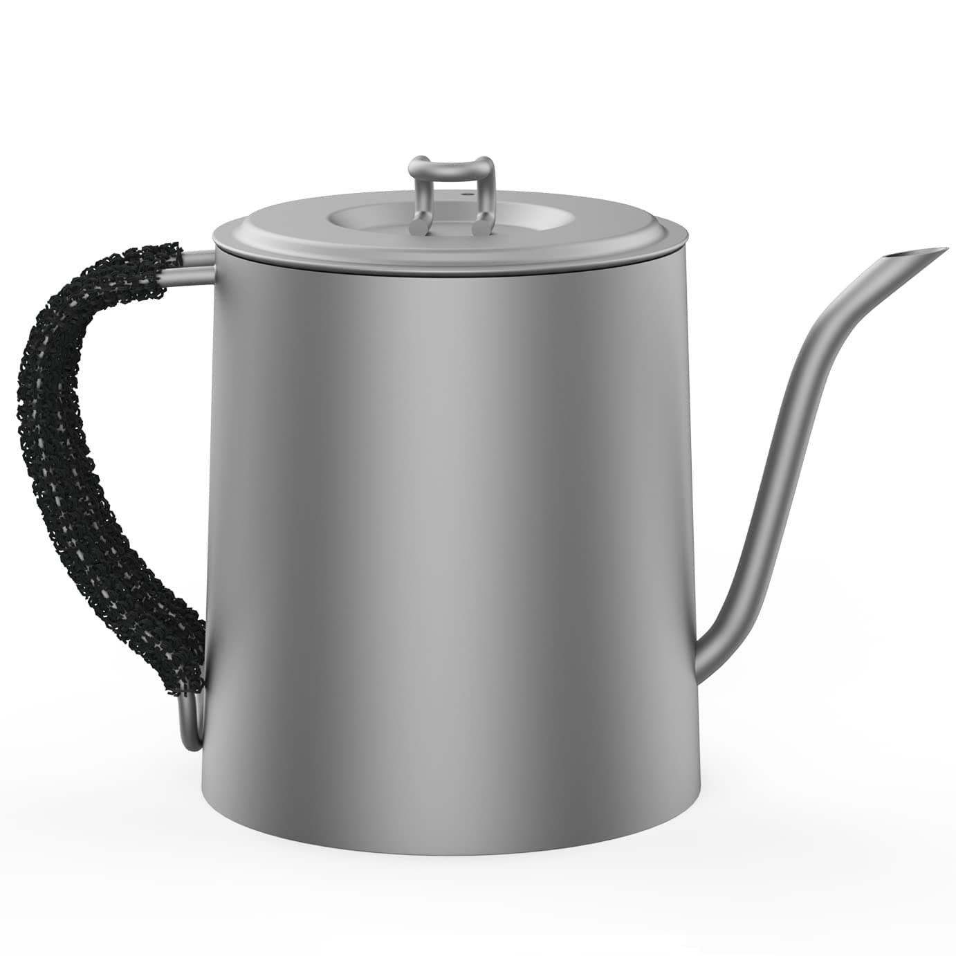 <think>
Okay, the user wants me to revise the product title for a titanium swan-neck kettle. The original title is in Fr