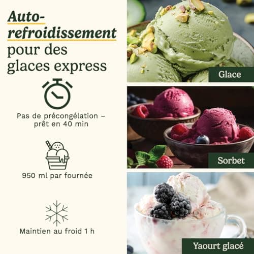 Cuisinart FreezeEase - Sorbetière à auto-refroidissement 3 préréglages | Glace, Sorbet, Yaourt glacé | Sans pré-congélat