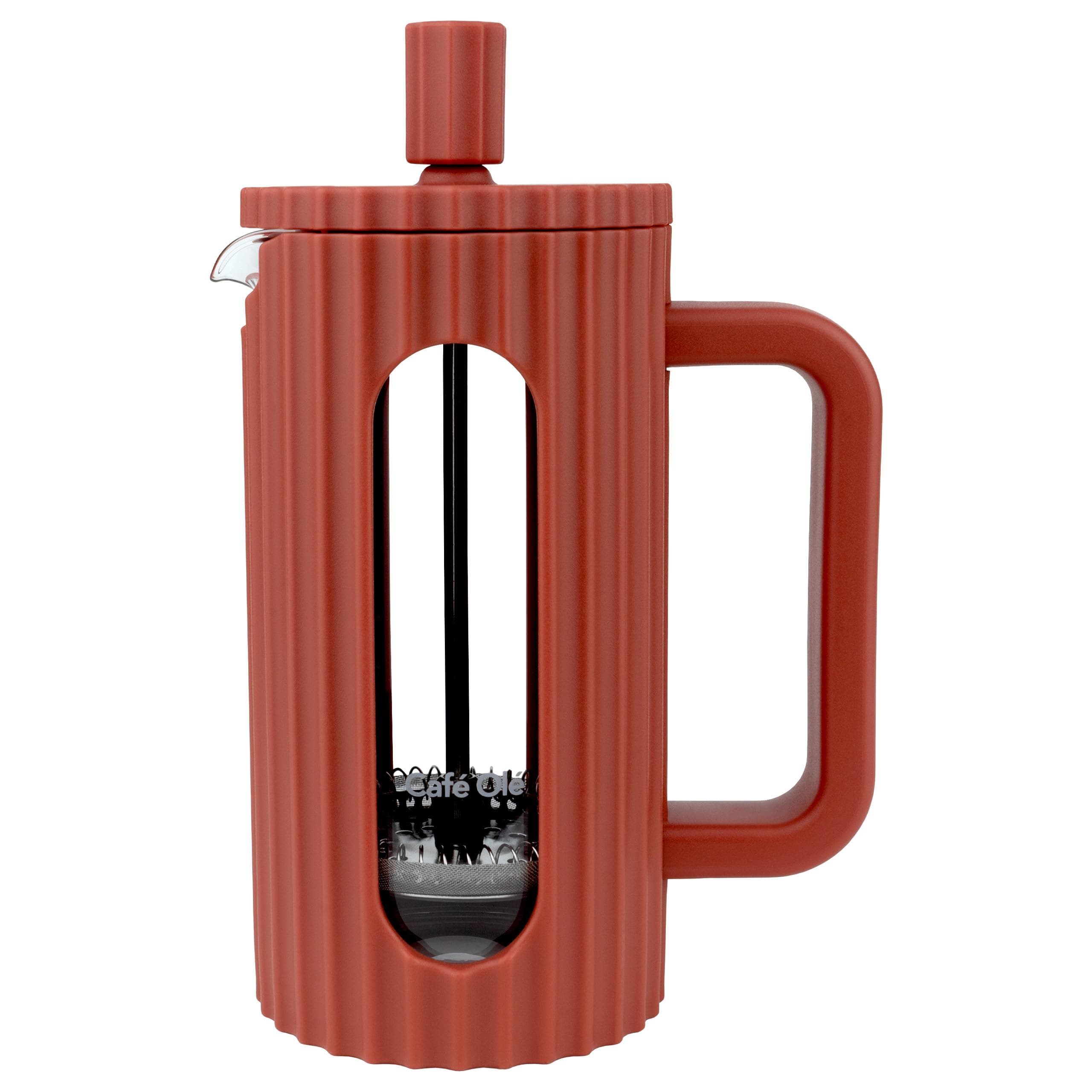 Café Olé Ciao 3 tasses cafetière à piston rouge, passoire en acier inoxydable, idéale pour la maison